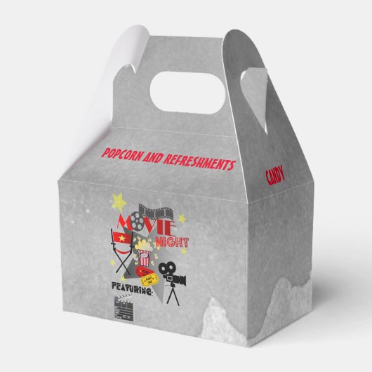 Movie Night Geef één feestgrijze Waterverf toe Bedankdoosjes (Achterkant)