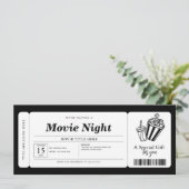 Movie Night Gift Coupon Ticket Kaart (Staand voorkant)