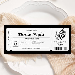 Movie Night Gift Coupon Ticket Kaart