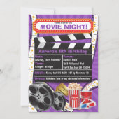 Movie Night Hollywood Clapper Verjaardag Uitnodigi Kaart (Voorkant)