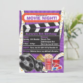 Movie Night Hollywood Clapper Verjaardag Uitnodigi Kaart (Staand voorkant)