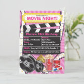 Movie Night Hollywood Clapper Verjaardag Uitnodigi Kaart (Staand voorkant)
