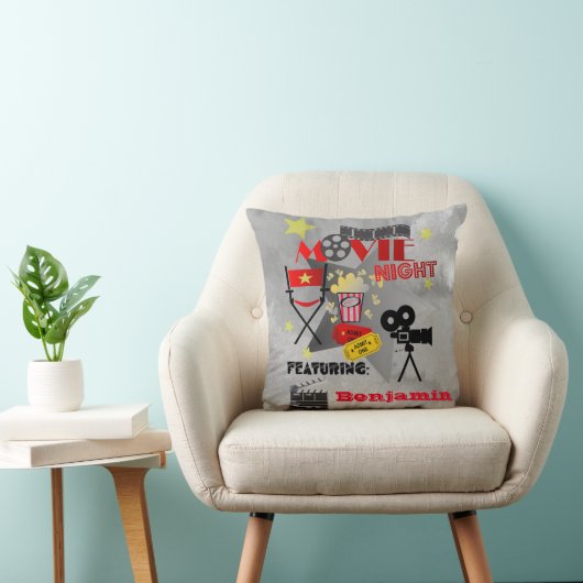 Movie Night Home Theatre Design met naam Kussen (Stoel)