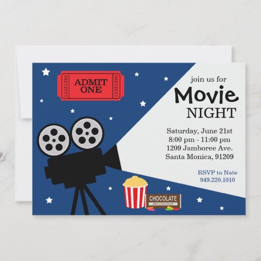Movie Night Invitation Kaart (Voorkant)