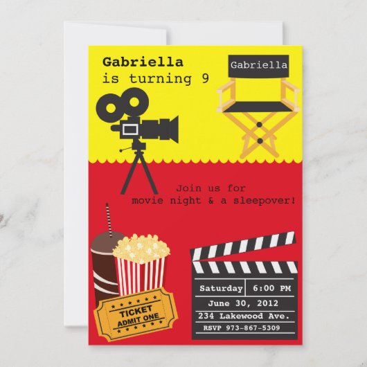 Movie Night Invitation Kaart (Voorkant)