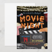Movie Night Invitation Kaart (Voorkant / Achterkant)