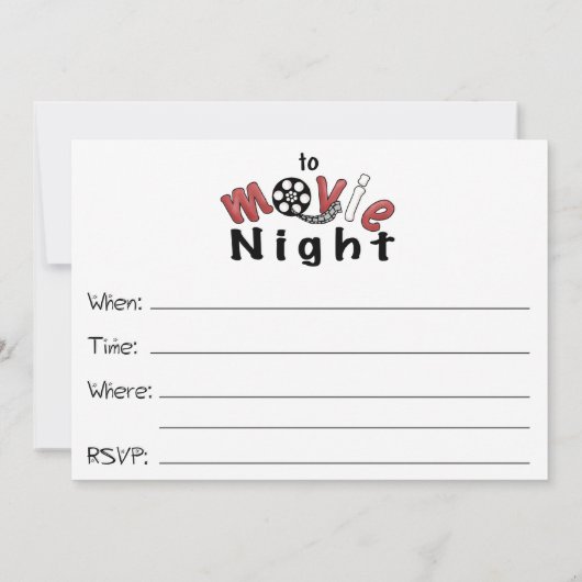 Movie Night Invitation Kaart (Achterkant)