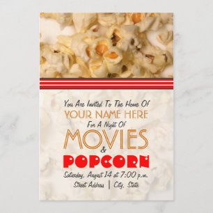 Movie Night Invitation - Popcorn Kaart
