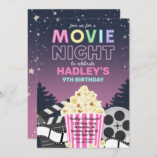 Movie Night Invitation | Uitnodiging tot filmdag (Voorkant / Achterkant)