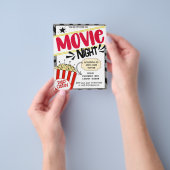 Movie Night Invite Bewerkbare Film Party popcorn Flyer (Hand)