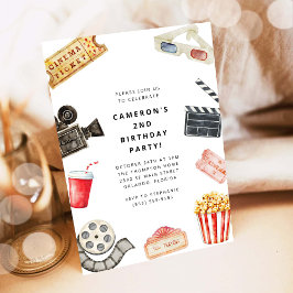 Movie Night Kids Birthday Party Invitation Kaart