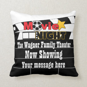 Movie night klapboard add name message theater kussen
