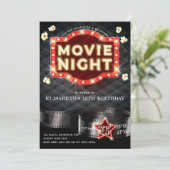 Movie Night Luxury Gold Glitter Kaart (Staand voorkant)