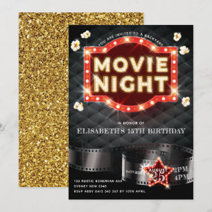 Movie Night Luxury Gold Glitter Kaart