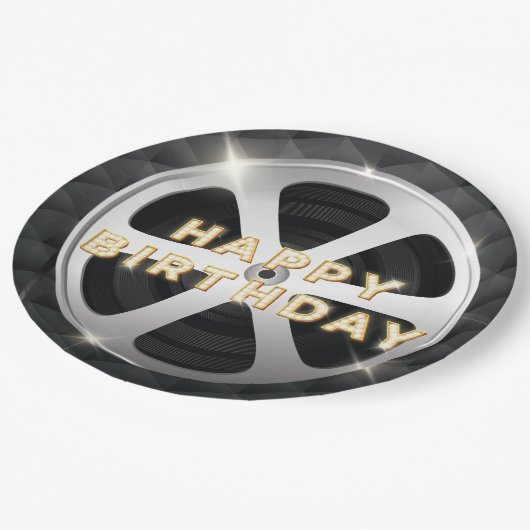 Movie Night Luxury Happy Birthday Papieren Bordje (Gekanteld)