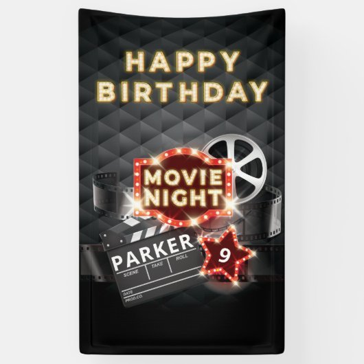 Movie Night Luxury Happy Birthday Spandoek (Verticaal)