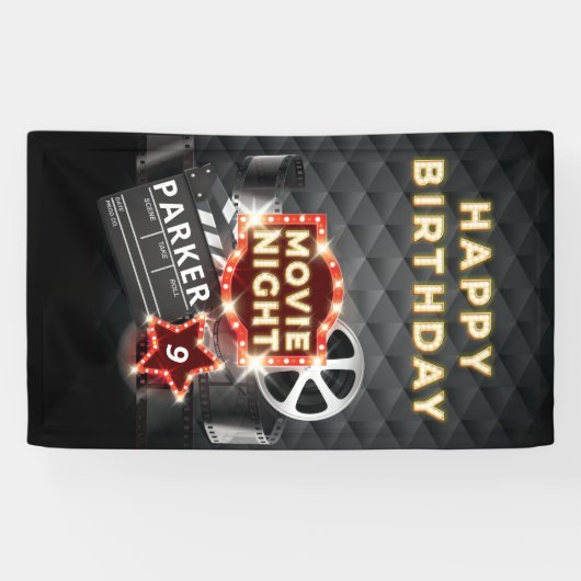 Movie Night Luxury Happy Birthday Spandoek (Horizontaal)