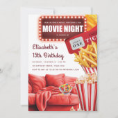Movie Night Moderne Rode Verjaardag Kaart (Voorkant)