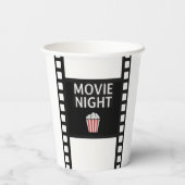 Movie Night Paper Cups | Film Strip & Popcorn  Papieren Bekers (Achterkant)