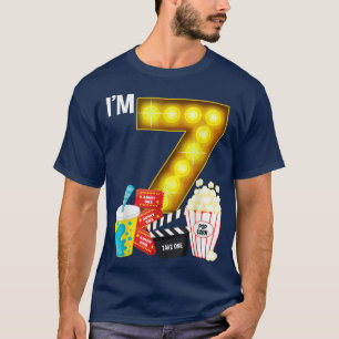 Movie Night Party 7th Birthday Movie Theme Kinder  T-shirt
