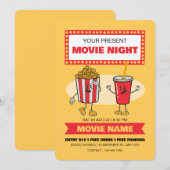 Movie Night Party Uitnodiging, Slaap Over Feest Kaart (Voorkant / Achterkant)