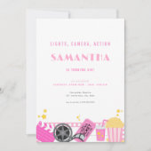 Movie Night Pink Movie Theater Uitnodiging voor ve (Voorkant)