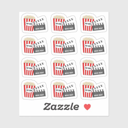 Movie Night Popcorn Bioscoop Evenement Herinnering Sticker (Vel)