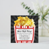 Movie Night Popcorn Custom Party Invitations, Sq. Kaart (Staand voorkant)