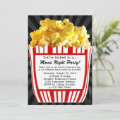 Movie Night Popcorn Custom Party Uitnodigingen (Staand voorkant)