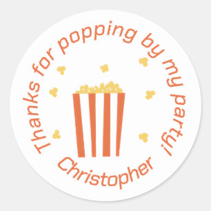 Movie Night Popcorn gepersonaliseerd dank u Ronde Sticker