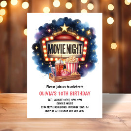 Movie Night Popcorn Kids Verjaardag Kaart