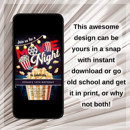 Movie Night Popcorn Kids Verjaardag Kaart