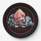 Movie Night Popcorn Papieren Bordje (Voorkant)