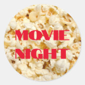 Movie Night Popcorn Stickers, laken Ronde Sticker (Voorkant)