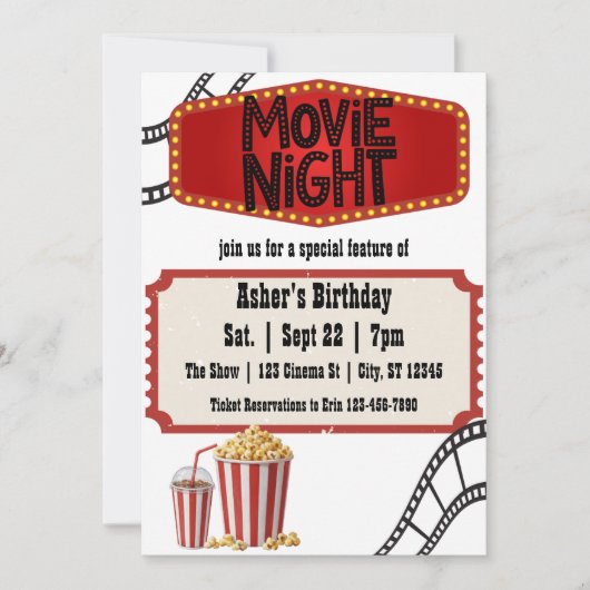Movie Night Special Feature Birthday Kaart (Voorkant)