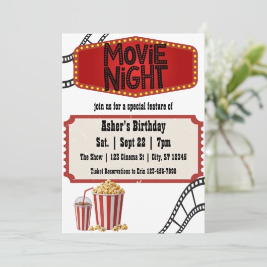 Movie Night Special Feature Birthday Kaart (Staand voorkant)