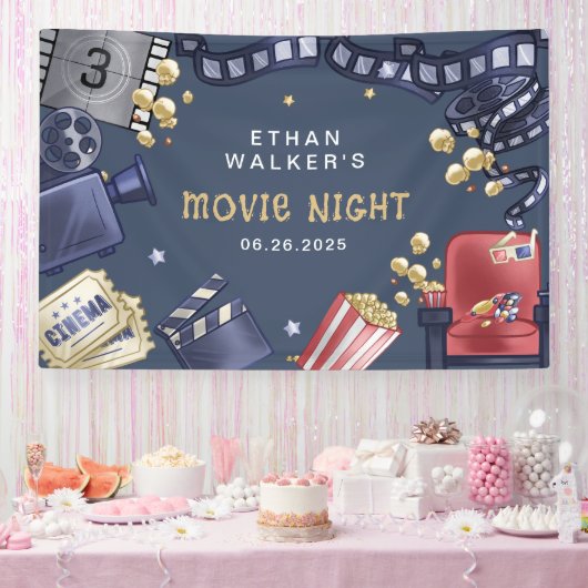 Movie Night Theater Verjaardag Welkom Spandoek (Feest)