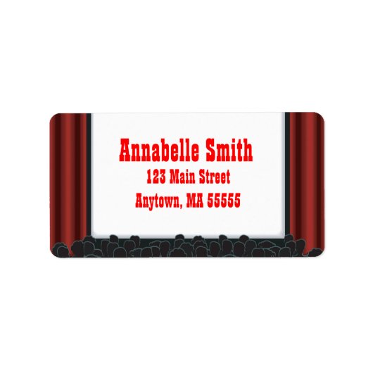 Movie Night Theatre Verjaardagsfeestje Adresetiket Etiket (Voorkant)