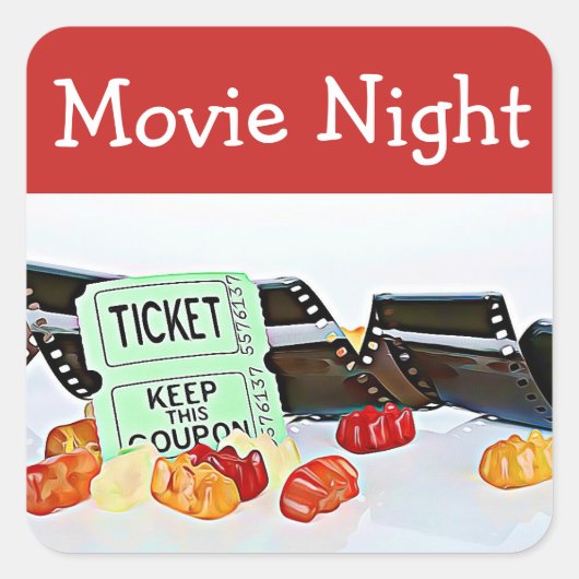 Movie Night Theatre Verjaardagsfeestje Stickers (Voorkant)