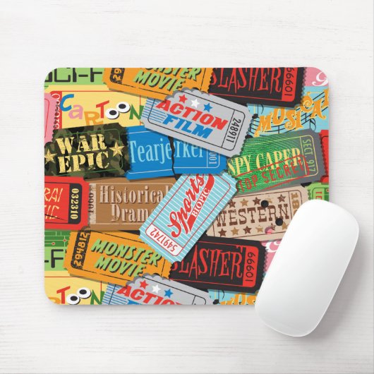 Movie Night Ticket Patterned Mousepad Muismat (Met muis)