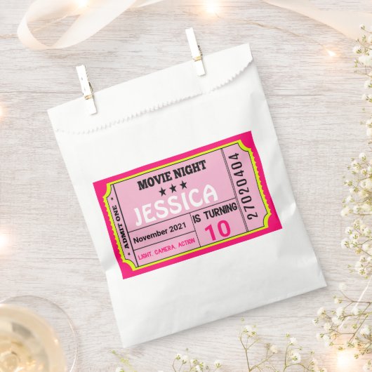 Movie Night Ticket Verjaardag Meisje Custom Bedankzakje (Geknipt)