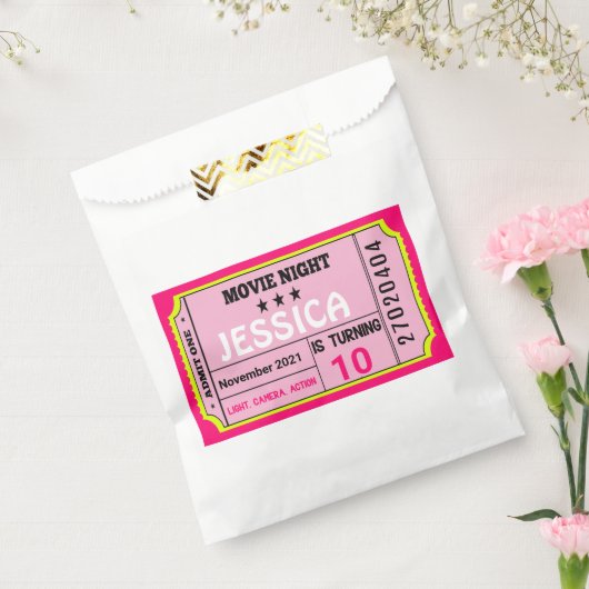 Movie Night Ticket Verjaardag Meisje Custom Bedankzakje (Gezegeld)