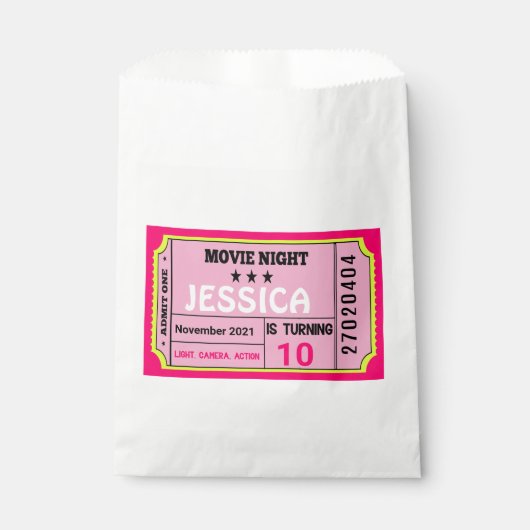 Movie Night Ticket Verjaardag Meisje Custom Bedankzakje (Voorkant)