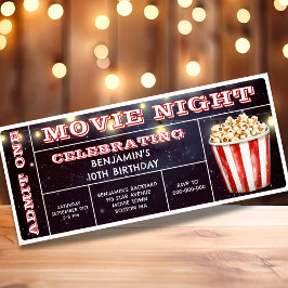 Movie Night Ticket Verjaardag Uitnodiging