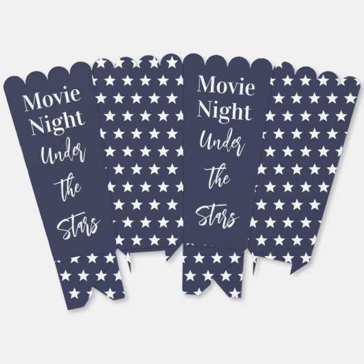 Movie Night Under the Stars Donkerblauw en Wit Bedankdoosjes (Ongevouwen)