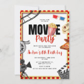 Movie Night Verjaardag Uitnodiging, Film Party Kaart (Voorkant)