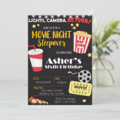 Movie Night Verjaardag Uitnodiging | Filmfeest (Staand voorkant)