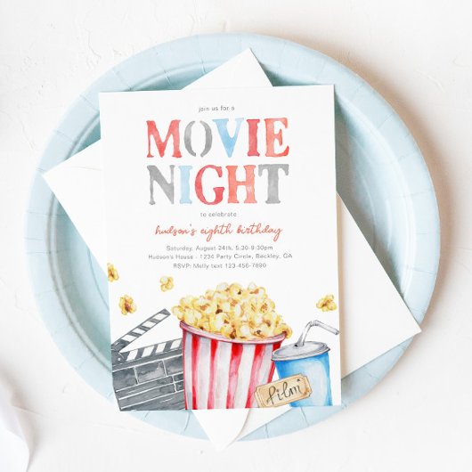 Movie Night Verjaardag Uitnodiging | Filmfeest