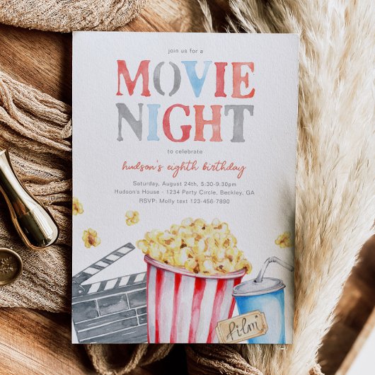 Movie Night Verjaardag Uitnodiging | Filmfeest