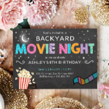 Movie Night Verjaardag Uitnodiging Onder de Sterre